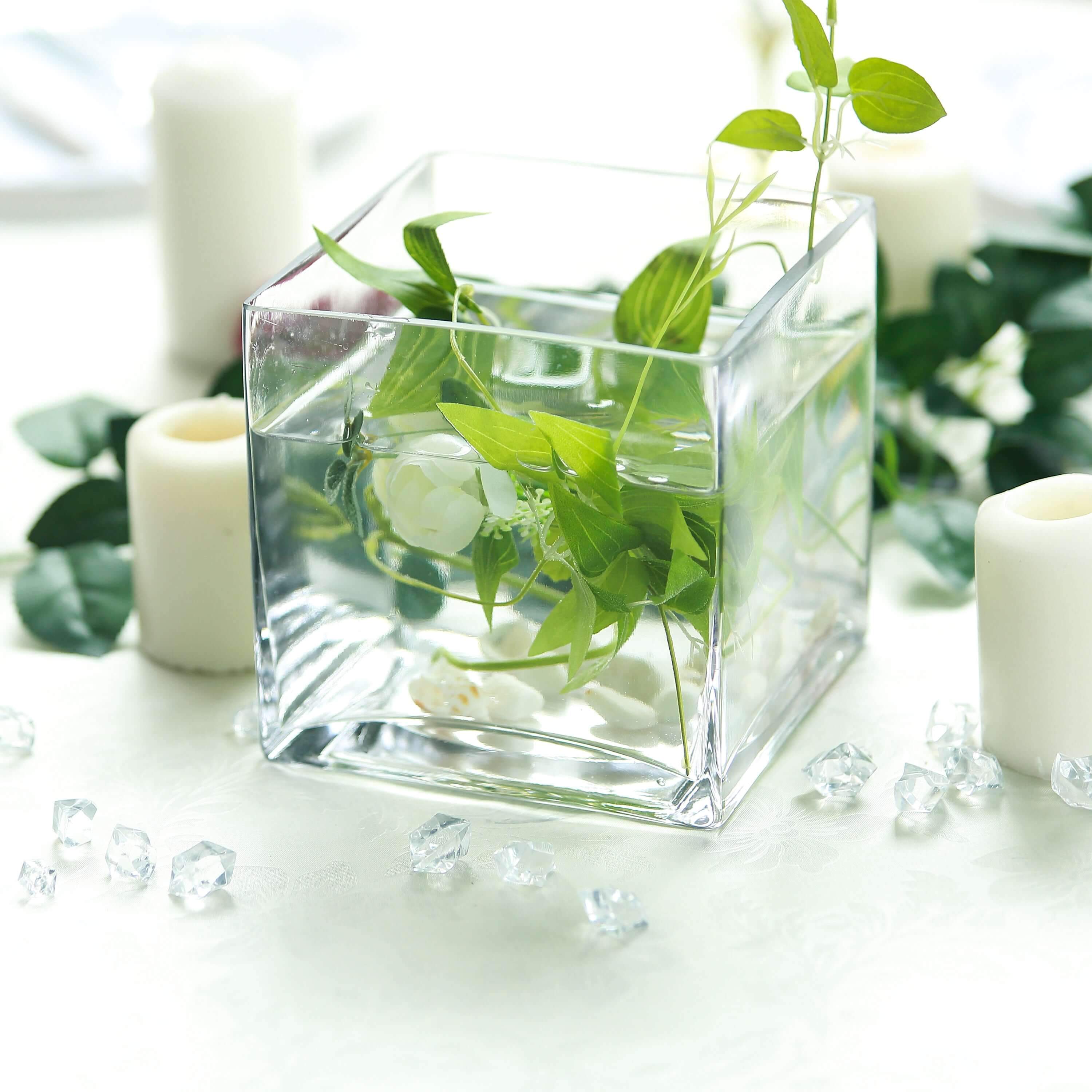 6-Pack Glass Flower Vases Heavy Duty Clear - Premium Table Centerpieces for Weddings 6"