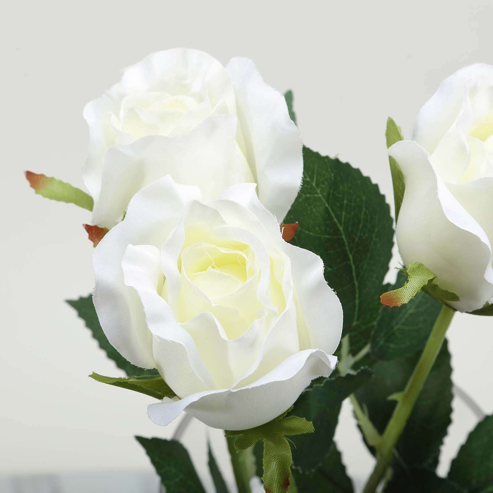 31" 24Pcs Cream Long Stem Artificial Silk Roses Flowers