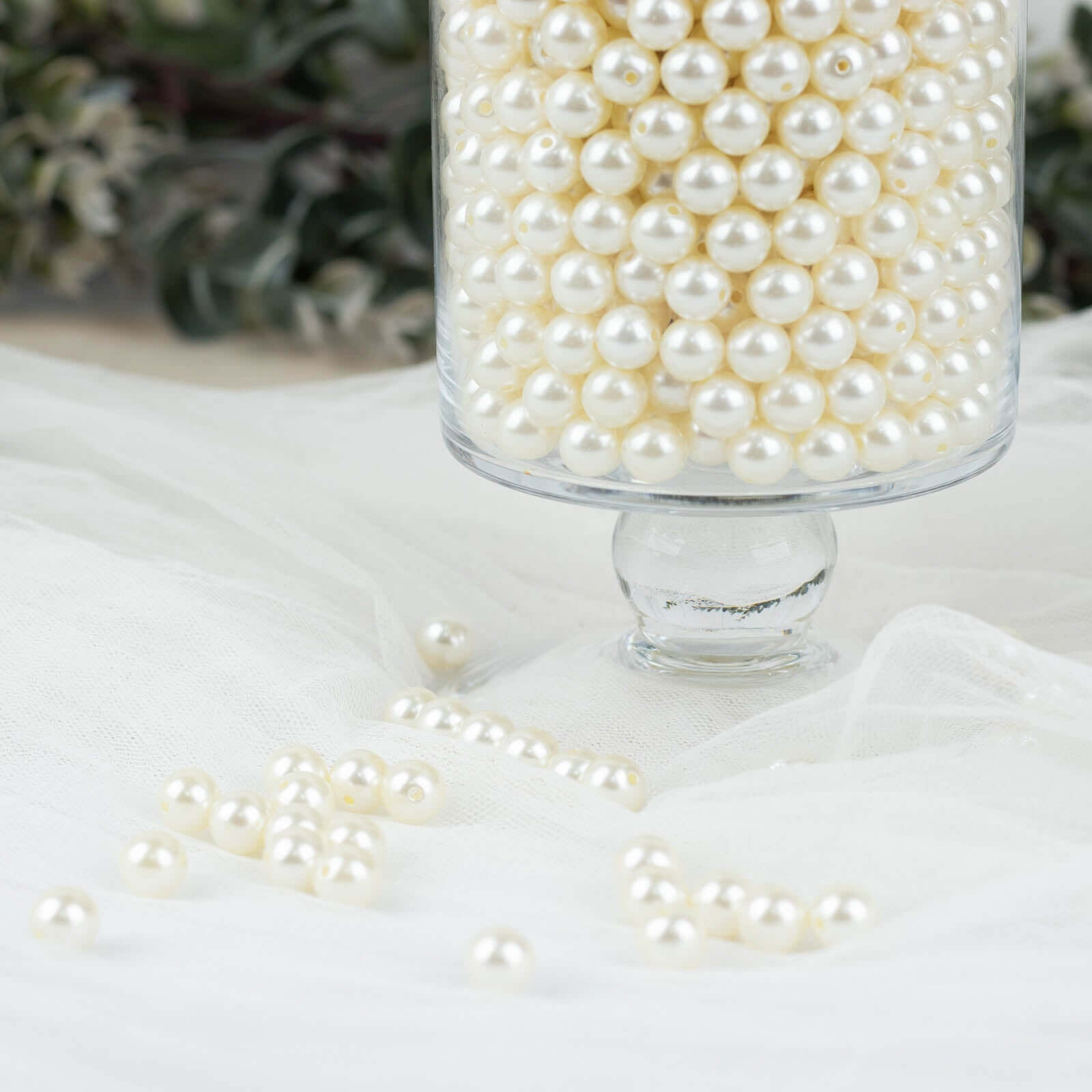 1000-Pack Faux Craft Pearl Beads Ivory - Smooth Beads with Holes for Vase Filler Jewelry Making Bridal Accessories & Event Decor 10mm