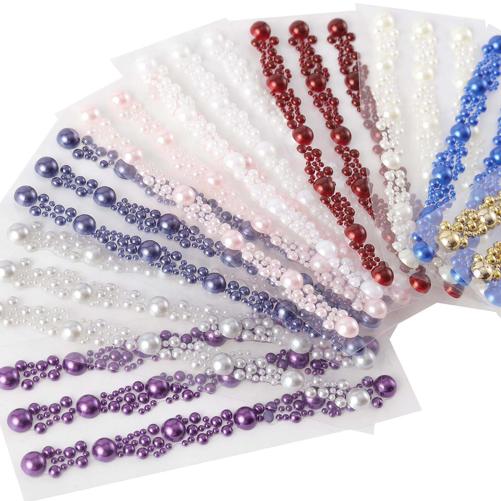 Gold Self Adhesive Pearl Rhinestone Stickers, DIY Craft Peel and Stick Gem Stickers