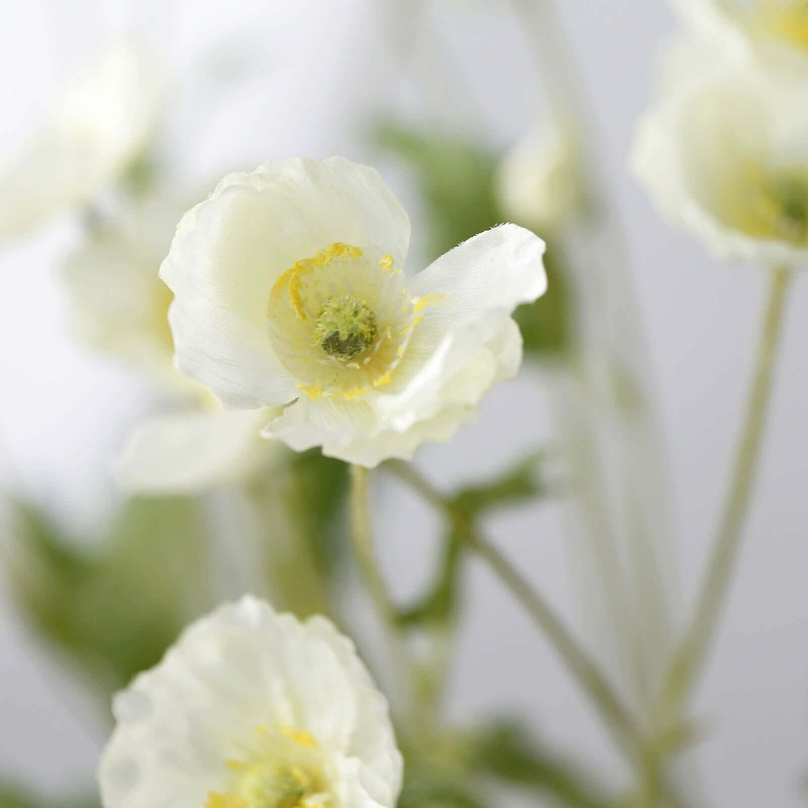 2 Stems 33" Ivory Artificial Silk Poppy Flower Bouquet Bushes