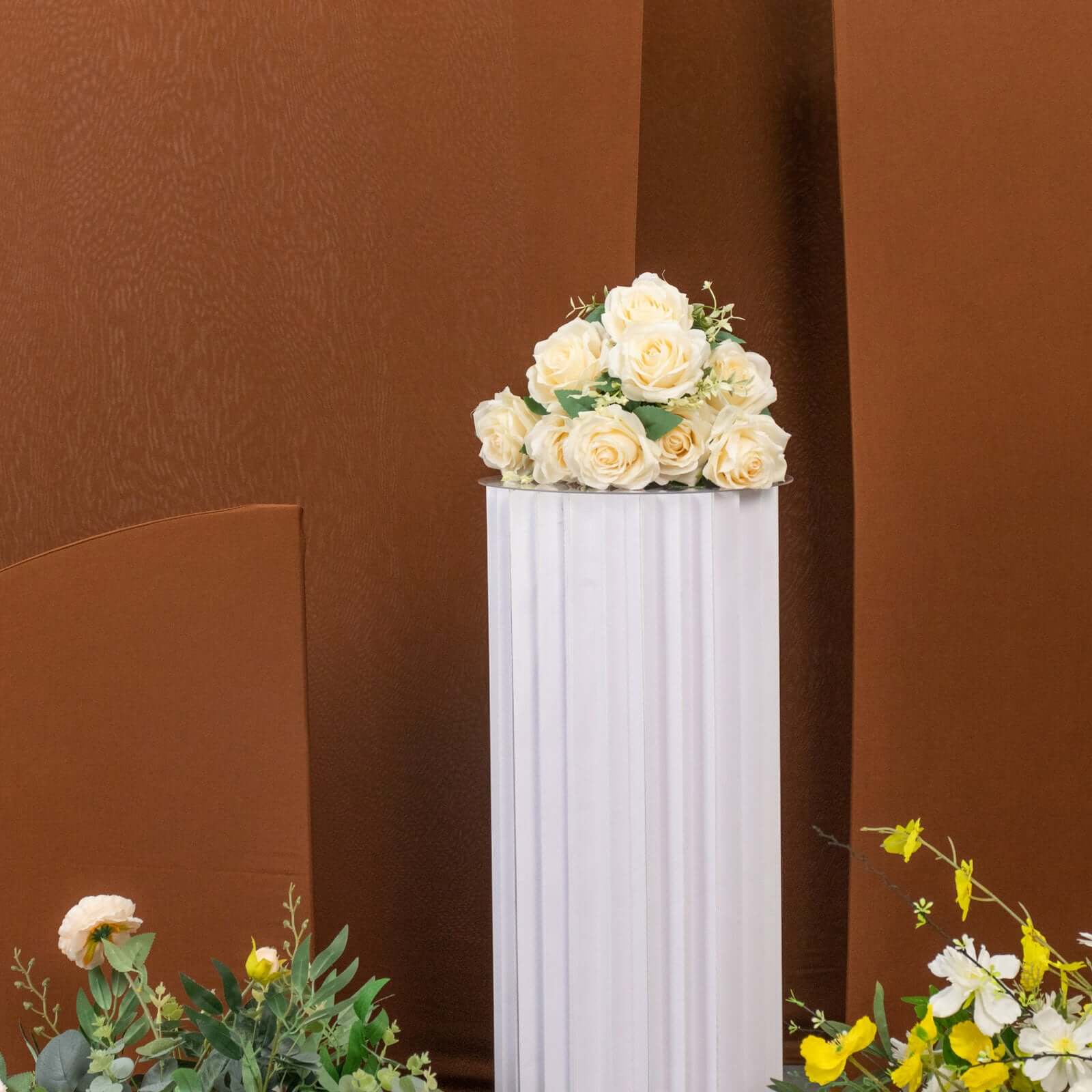Set of 4 Matte Cinnamon Brown Spandex Half Moon Chiara Backdrop Stand Covers, Custom Fitted Wedding Arch Covers - 2.5ft,5ft,6ft,7ft