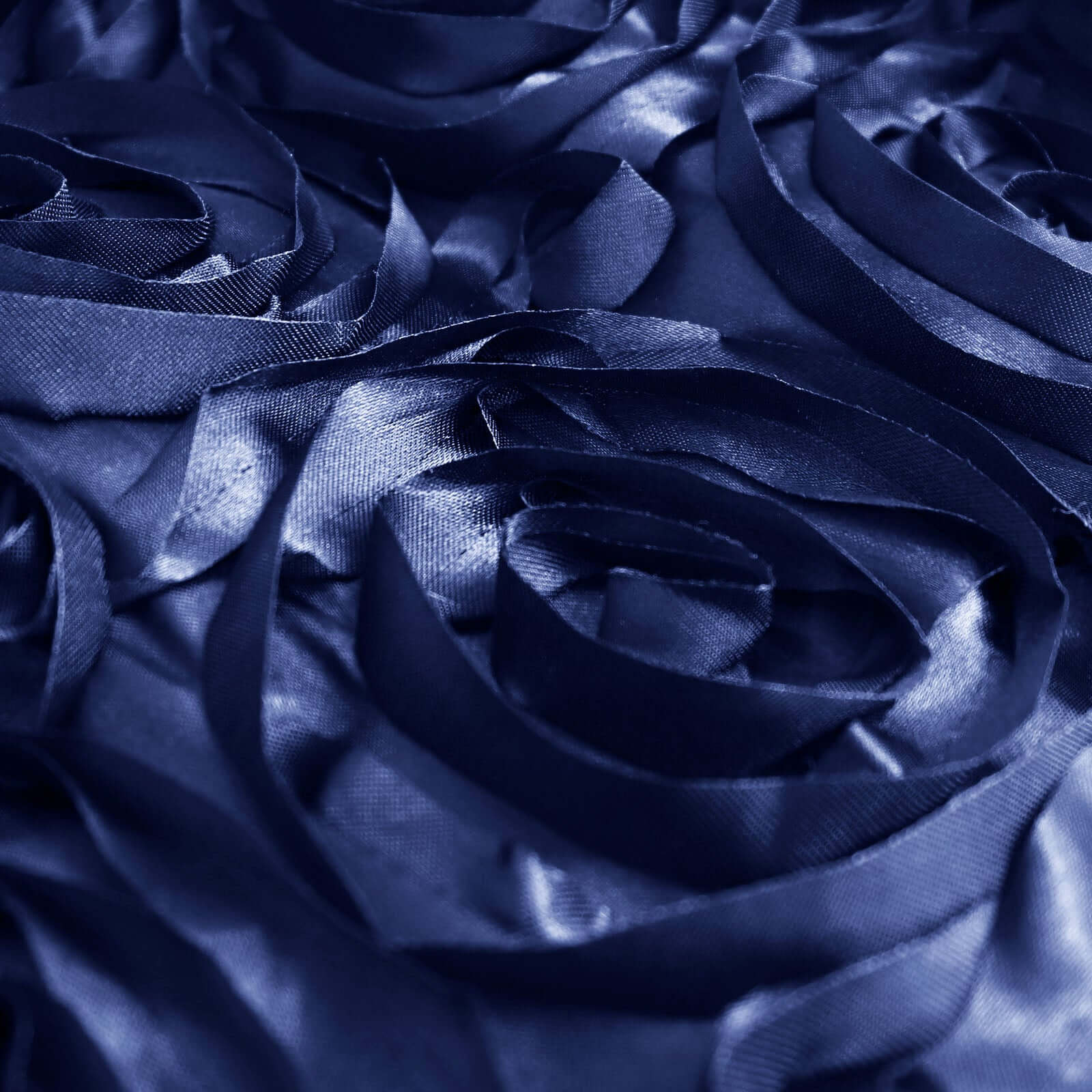 Satin 72"x72" Table Overlay Square Tablecloth Navy Blue - 3D Rosette Table Cover
