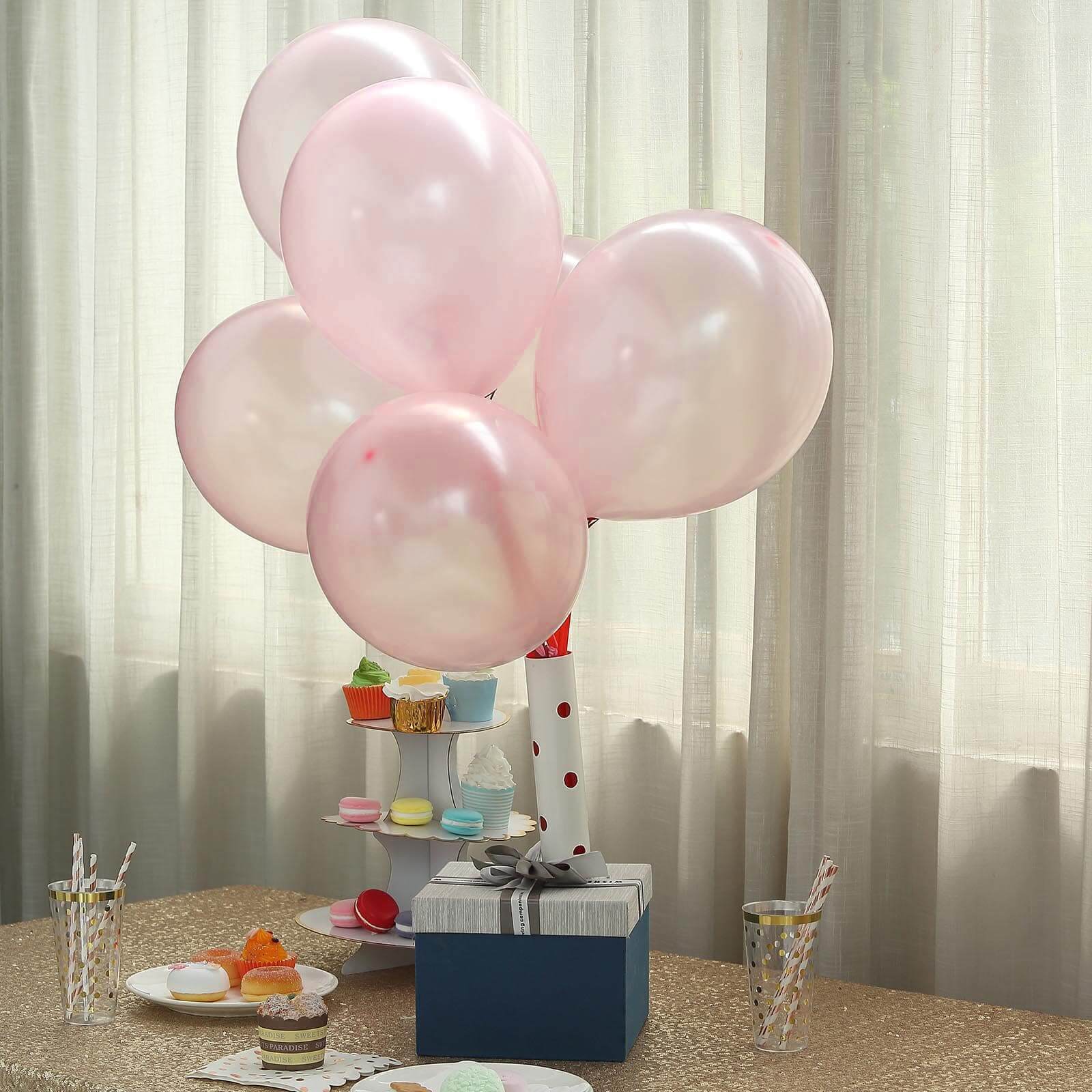 25 Pack 12" Shiny Pearl Blush Latex Helium, Air or Water Balloons