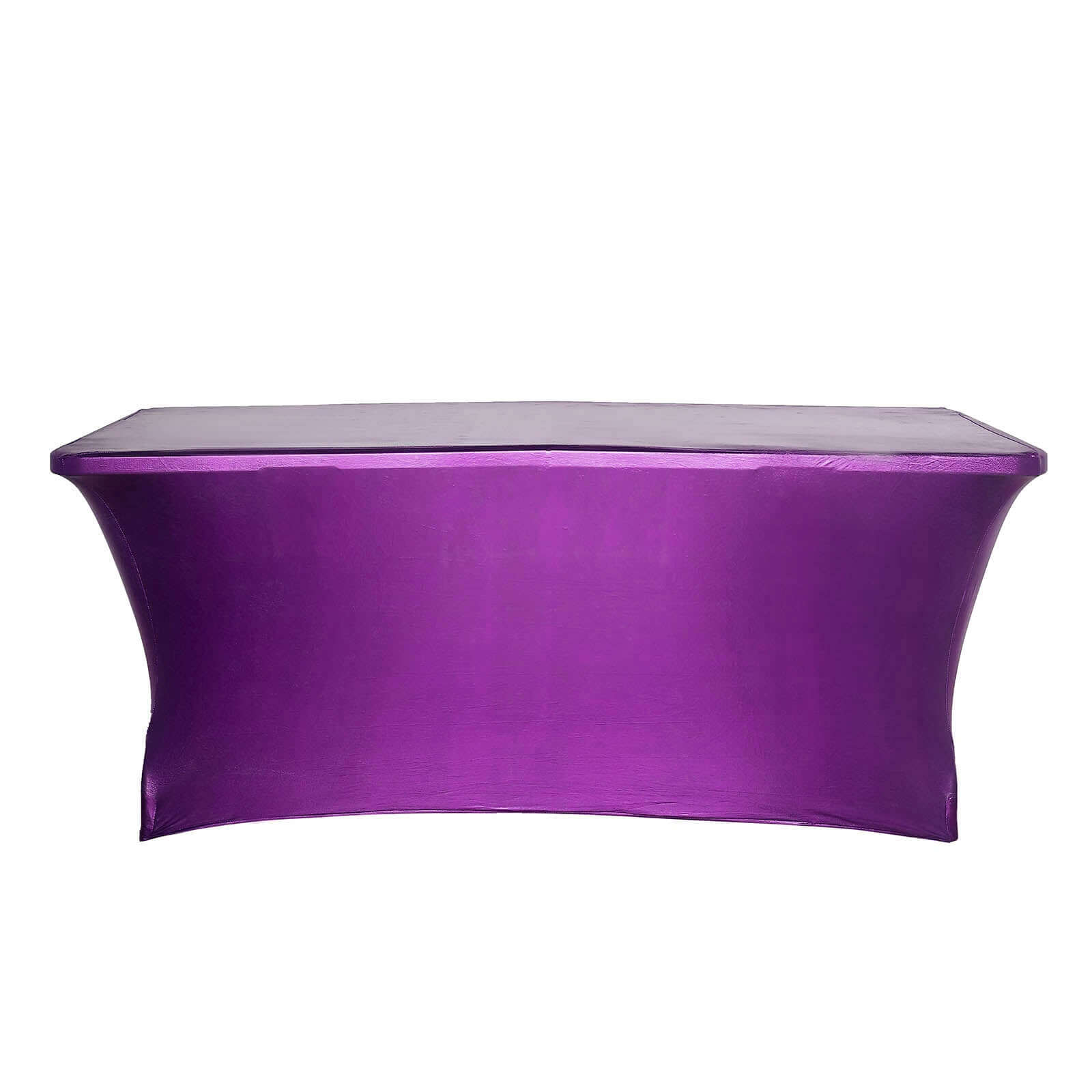 Metallic Purple Stretch Spandex Rectangle Tablecloth 6ft Wrinkle Free Fitted Table Cover for 72"x30" Tables