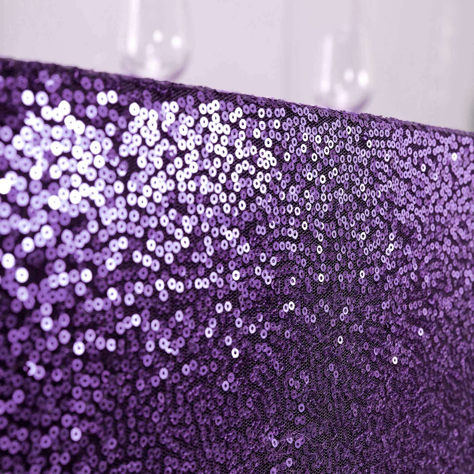 Sequin 90"x156" Rectangle Tablecloth Purple - Seamless Twinkling Table Cover