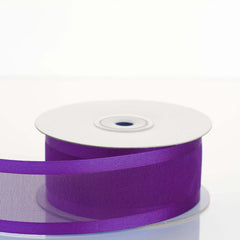 25 Yards 1.5" Purple Sheer Organza Ribbon With Satin Edges