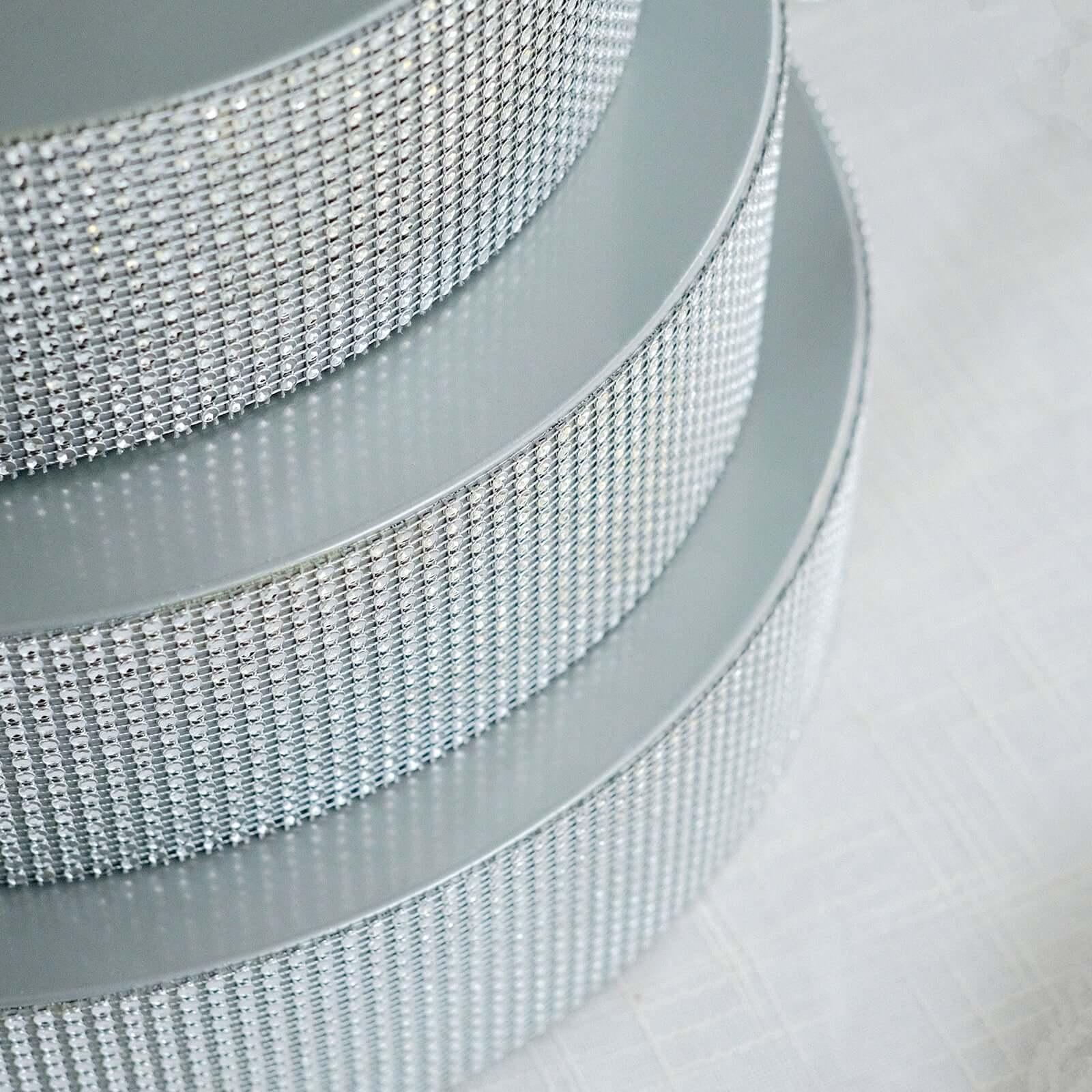 Metal Pedestal Cake Stand Round Design with Rhinestones Silver - Cupcake Holder and Dessert Table Centerpiece 12"