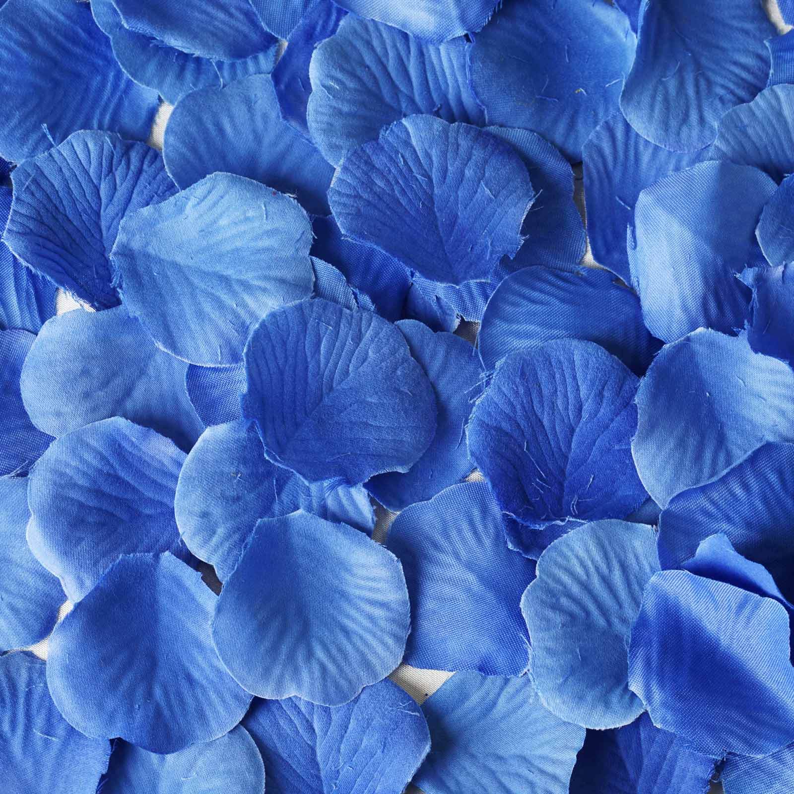500-Pack Rose Petals Round Design Royal Blue Silk Confetti - Decorative Scatters for Tables and Floors