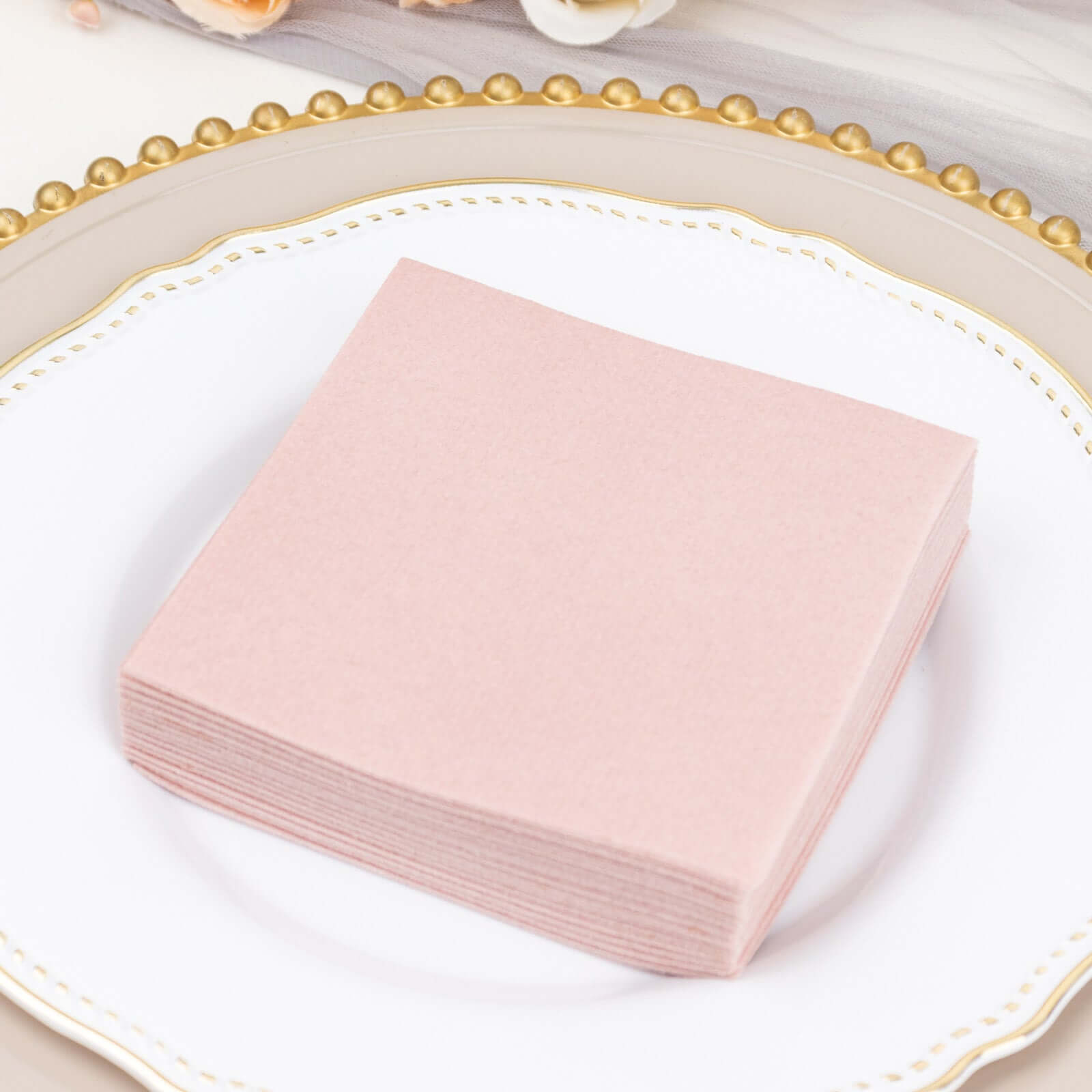 20-Pack Paper Linen-Like Cocktail Napkins Dusty Rose - Disposable 5"x5" Airlaid Soft Napkins