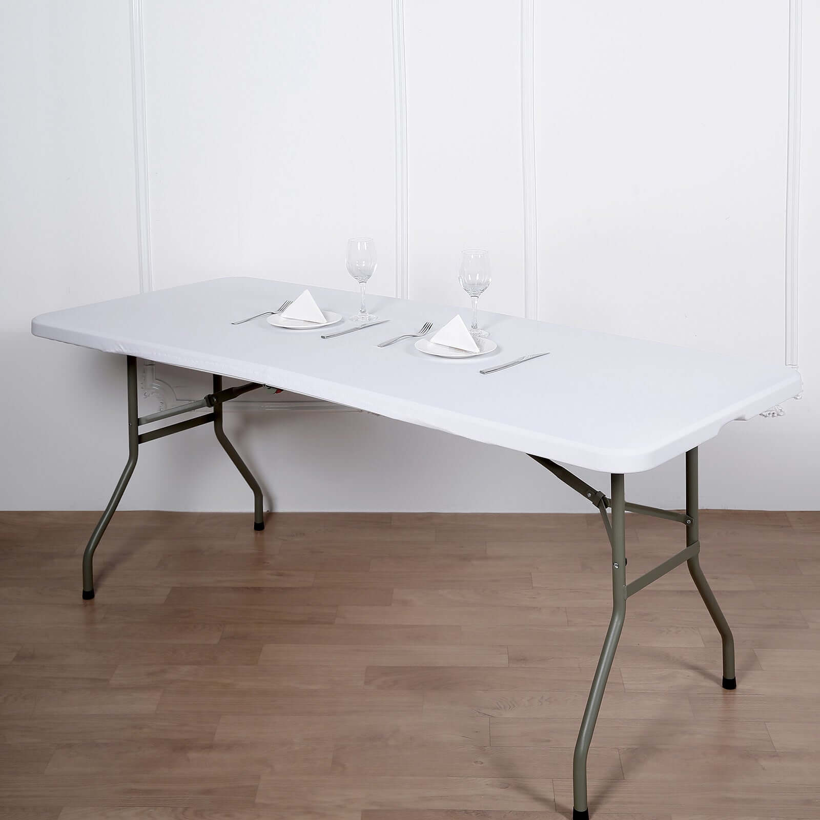Stretch Spandex 72"x30" Rectangle Tablecloth Top Cover White - Sleek & Durable Fitted Table Topper Cap