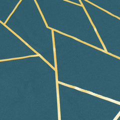 5 Pack Polyester 20"x20" Napkins Peacock Teal with Gold Geometric Foil Pattern - Modern Reusable Dinner Napkins