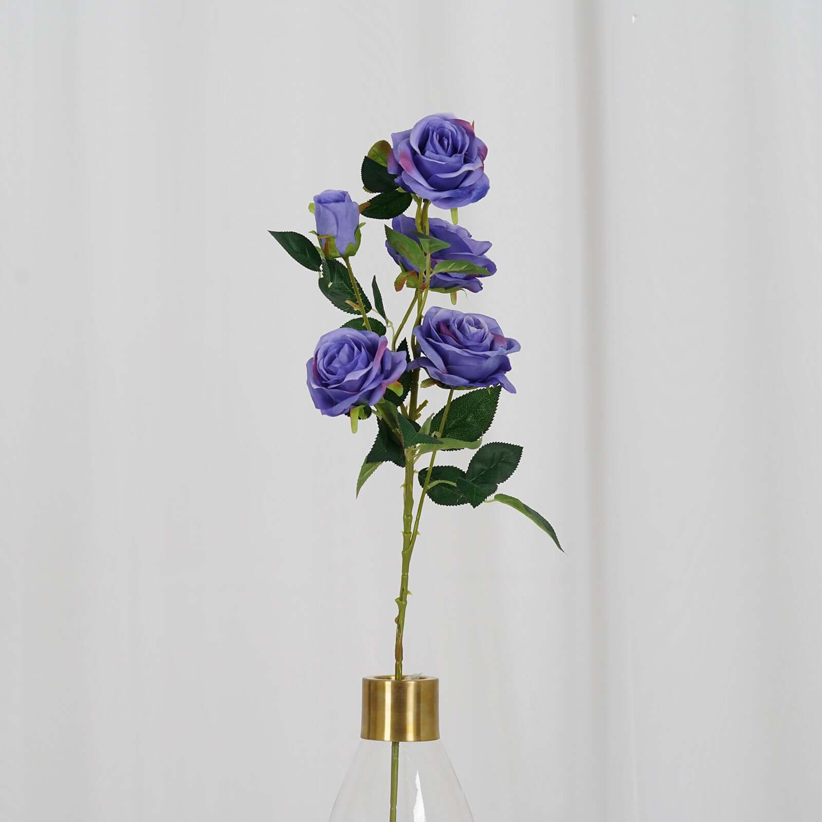 2 Bouquets 33" Tall Violet Artificial Silk Rose Flower Bush Stems