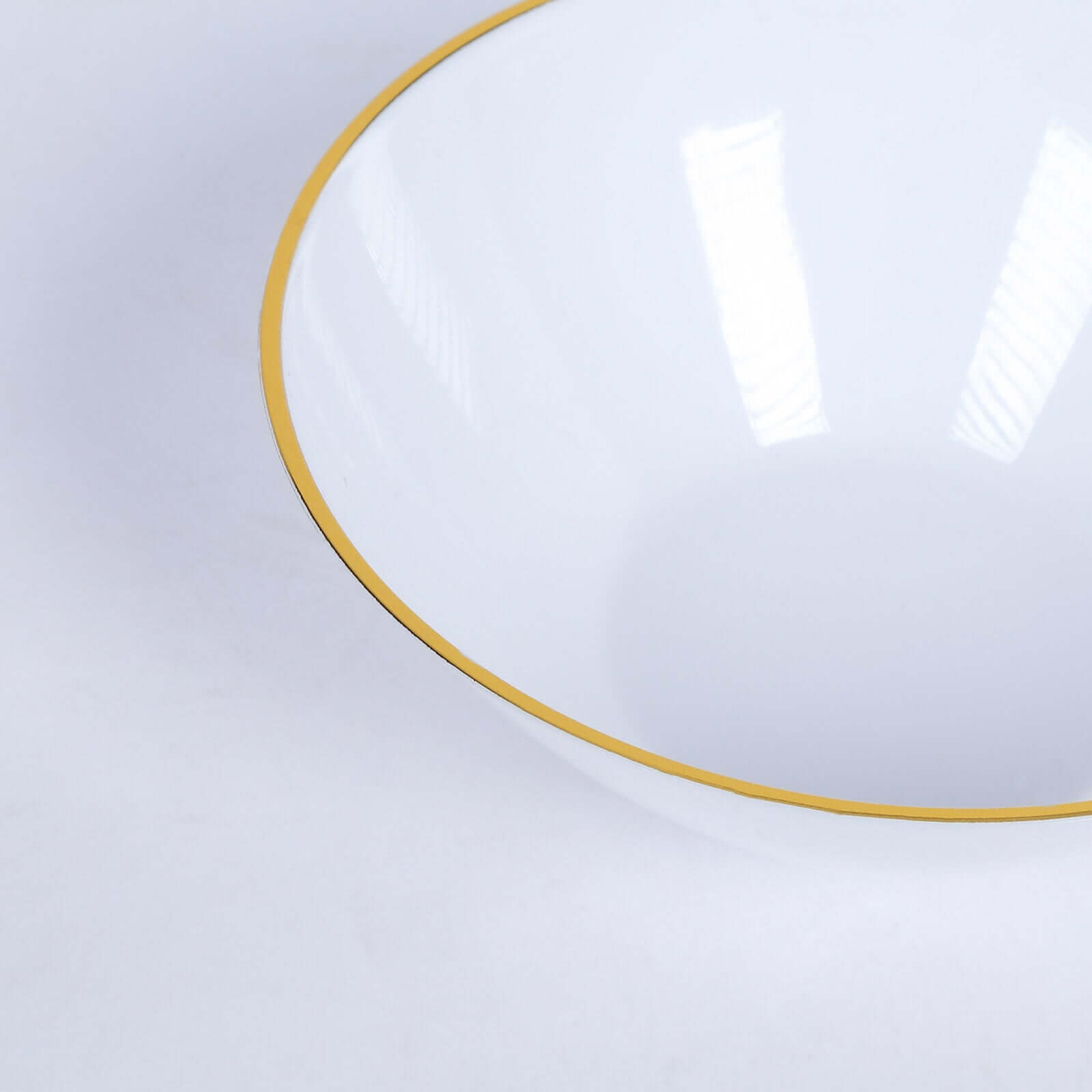 24-Pack Heavy Duty Plastic Ice Cream Bowls Glossy White Gold Rim Premium - Great for Events 7oz