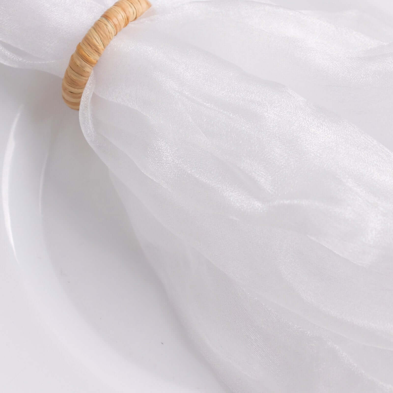 5 Pack Crinkled Organza 21"x21" Napkins White - Classy Rustic Style Dinner & Party Napkins