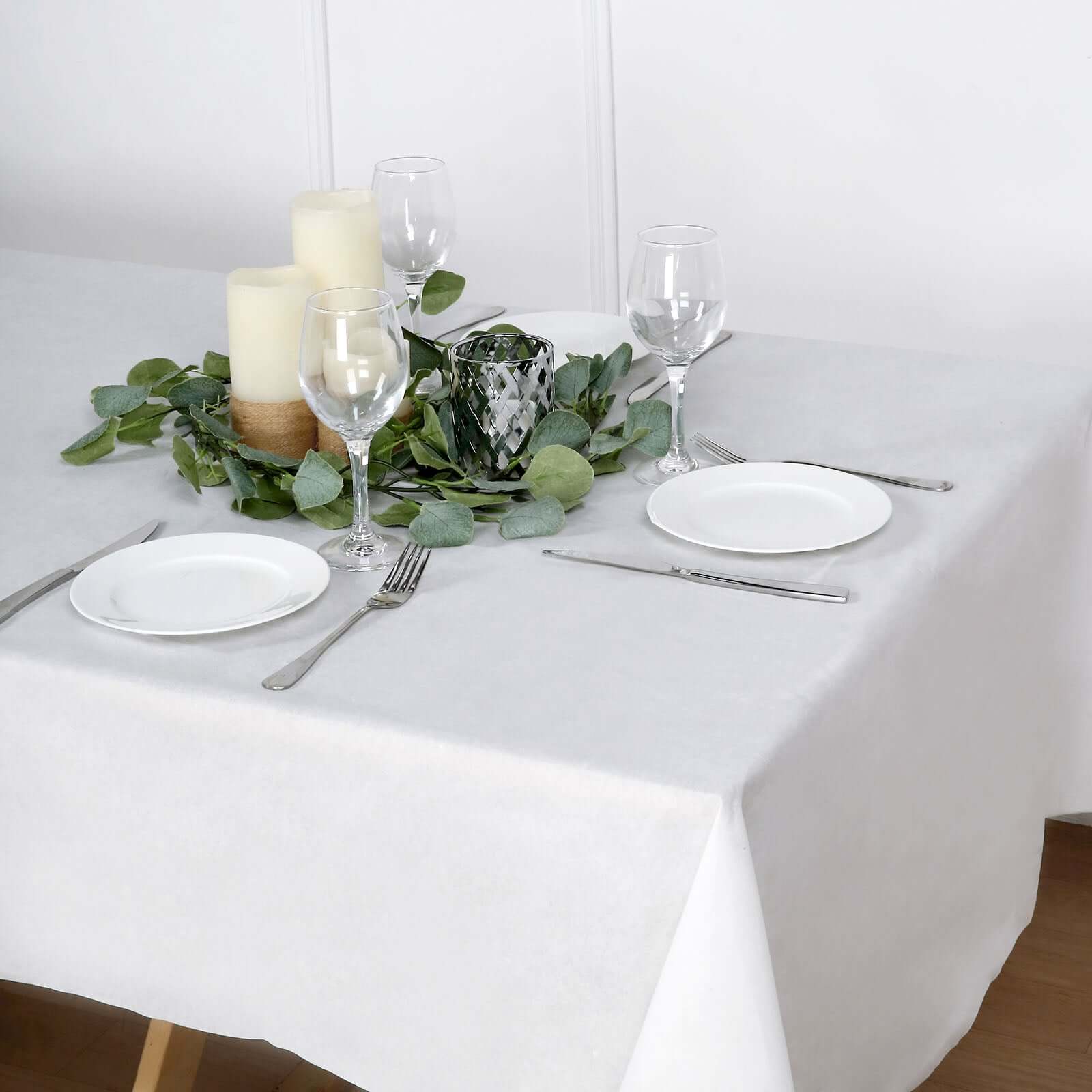 Paper Linen-Like Airlaid Tablecloth Rectangle White - Convenient Disposable Table Cover 50"x108"