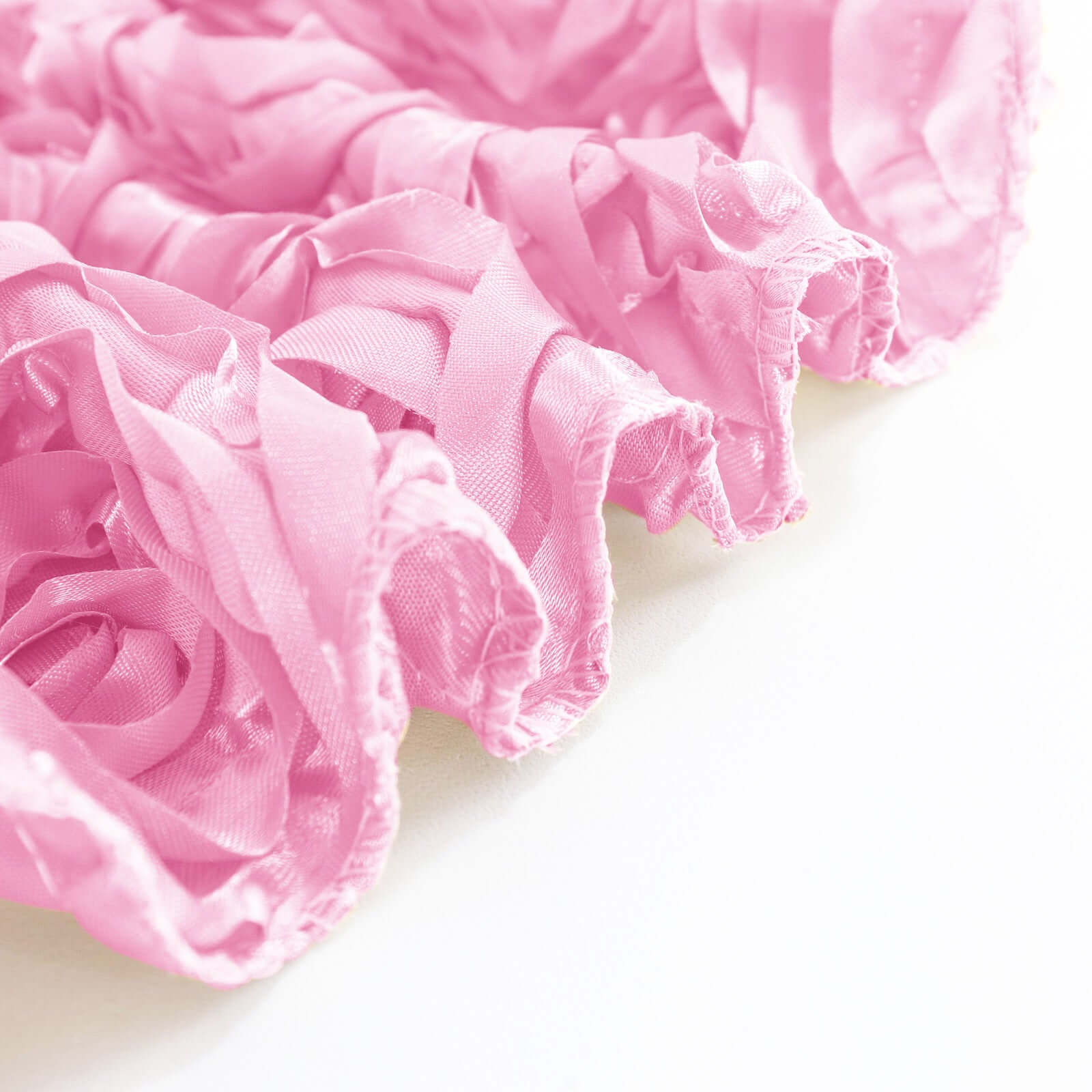 Satin 90"x132" Rectangle Tablecloth Pink - Grandiose 3D Rosette Seamless Table Cover