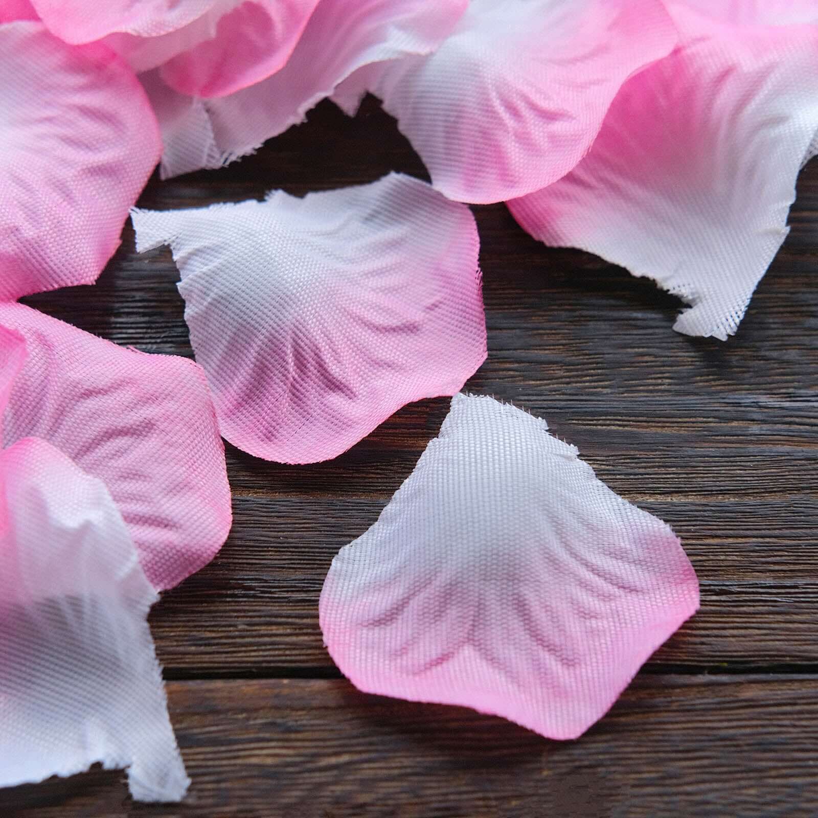 500-Pack Rose Petals Round Design White Pink Silk Confetti - Decorative Scatters for Tables and Floors