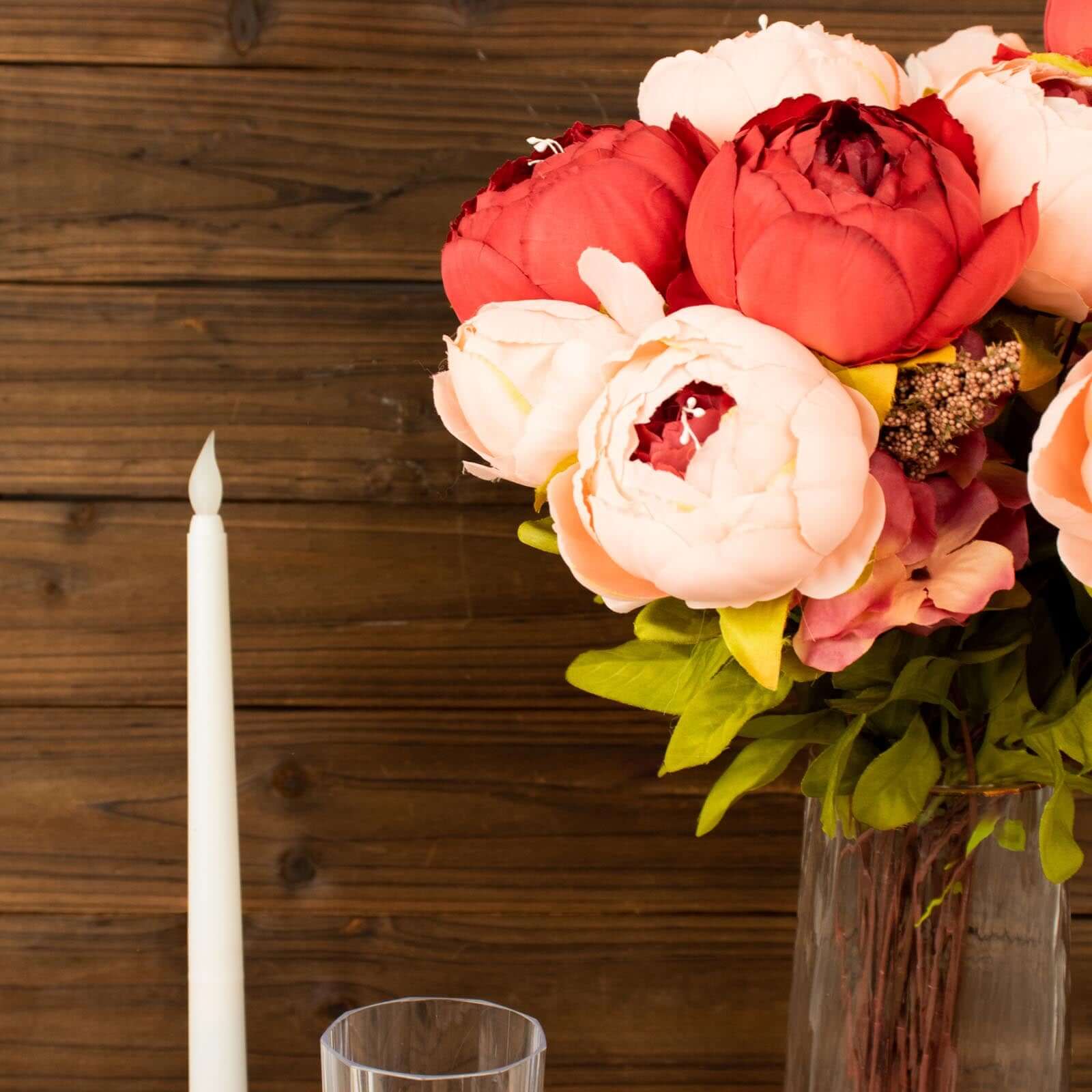 2 Pack 19" Burgundy Dusty Rose Artificial Peony Flower Wedding Bouquets, Faux Silk Flower Arrangements