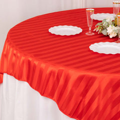 Satin 72"x72" Table Overlay Square Tablecloth Red - Stripe Table Topper