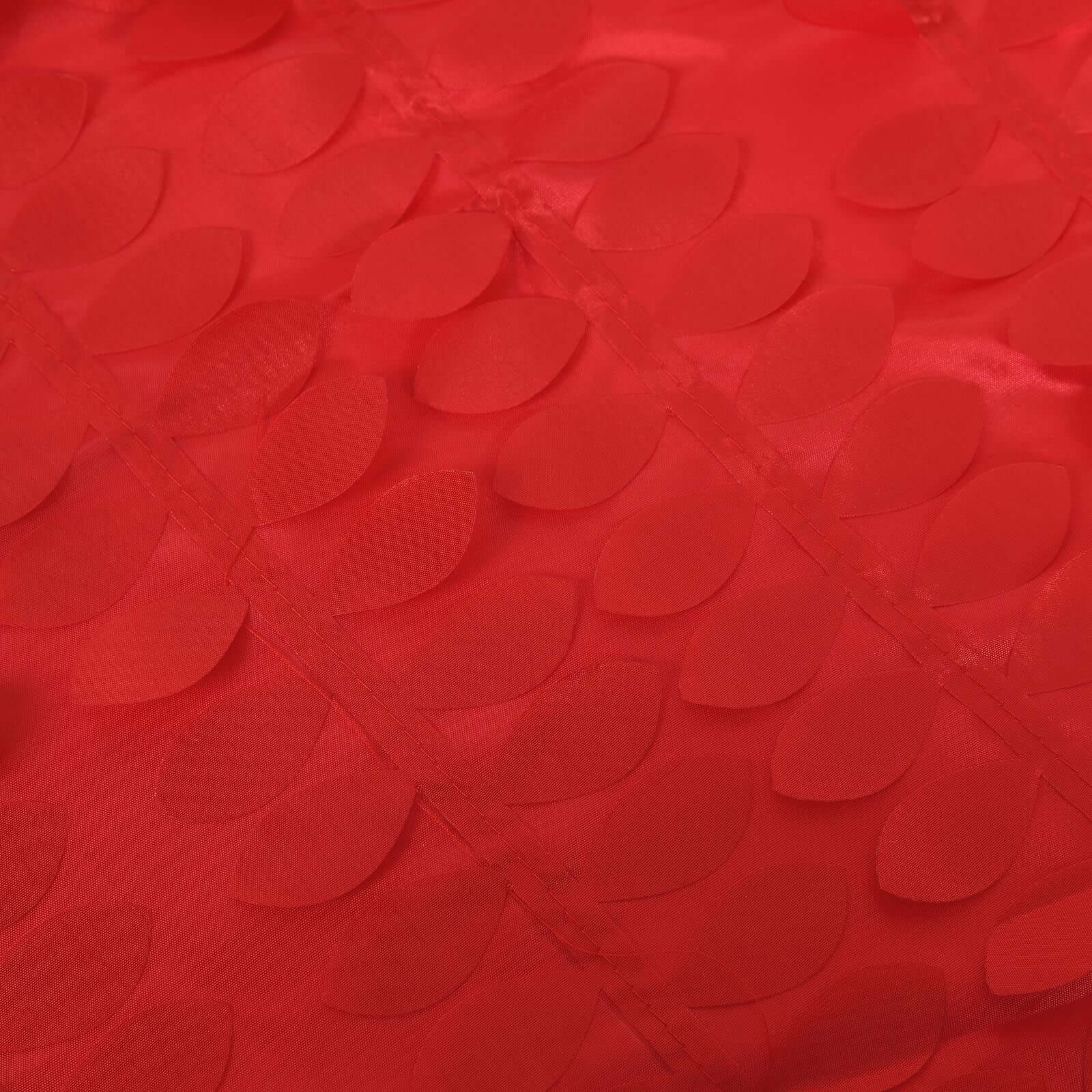 8ftx8ft Red 3D Leaf Petal Taffeta Event Curtain Drapes, Backdrop Event Panel With Rod Pocket