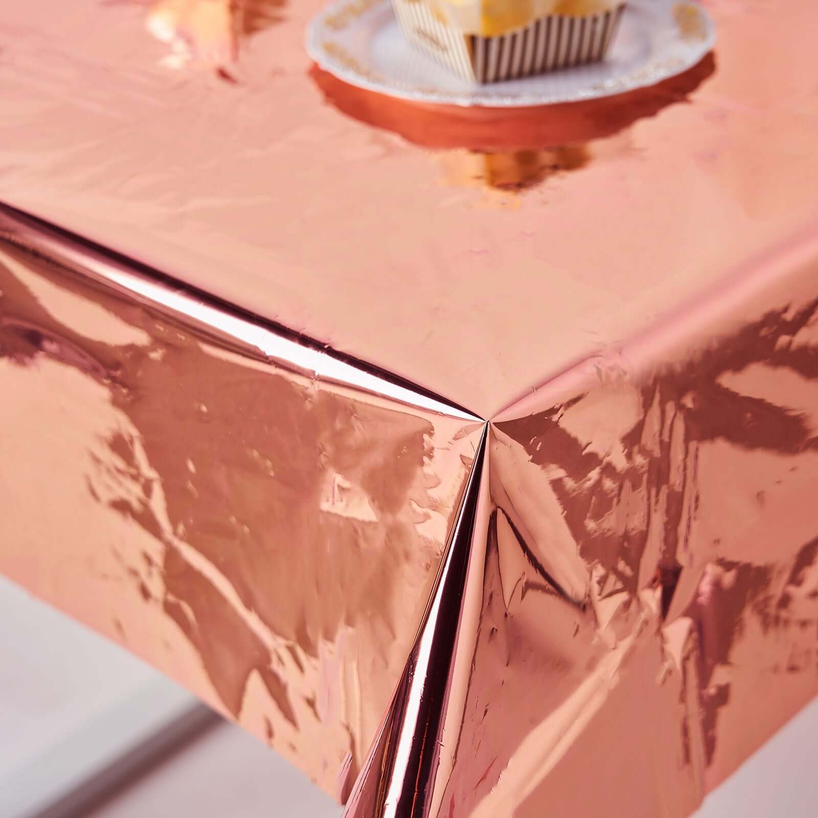 Metallic Foil Tablecloth Square Rose Gold - Stylish Disposable Party Cover 50"x50"