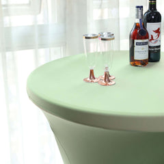 Spandex 24"-32" Round Cocktail Table Cover Sage Green - Easy to Maintain Stretch Fitted Highboy Tablecloth