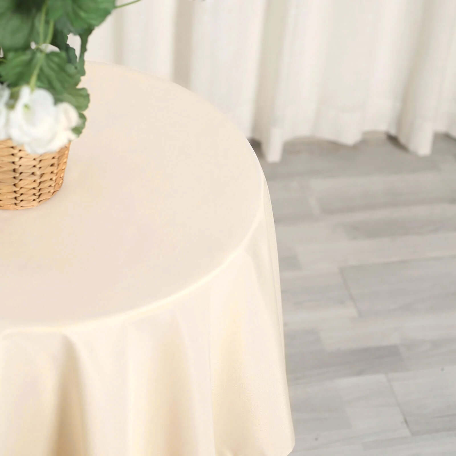Polyester Square 54"x54" Tablecloth Beige - Wrinkle-Resistant & Durable Table Cover