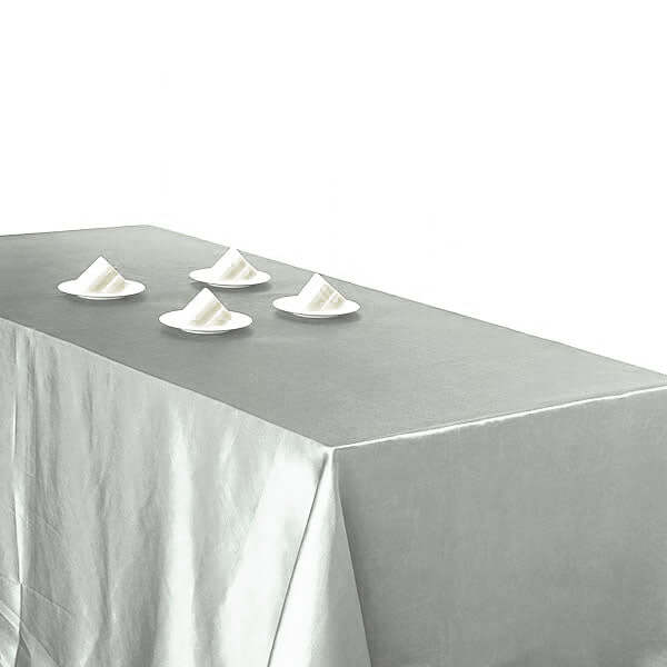 Satin Rectangular 90"x156" Tablecloth Silver - Seamless Table Cover