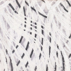 Sequin Mesh 20"x20" Napkin White Black - Wave Embroidered Reusable Napkin