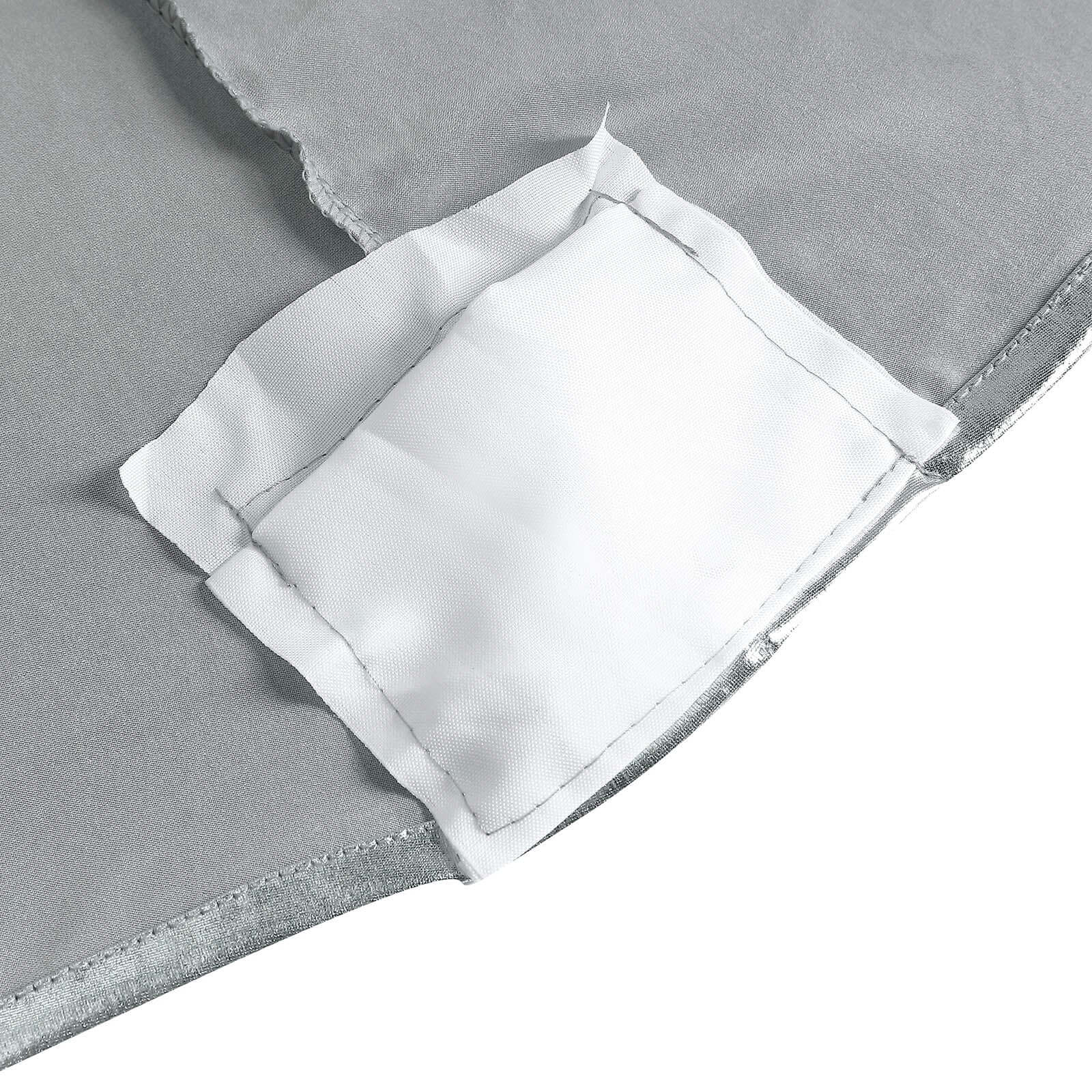 Metallic Spandex 32" Fitted Round Cocktail Table Cover Silver Highboy Tablecloth - Stretch Fit & Water-Resistant