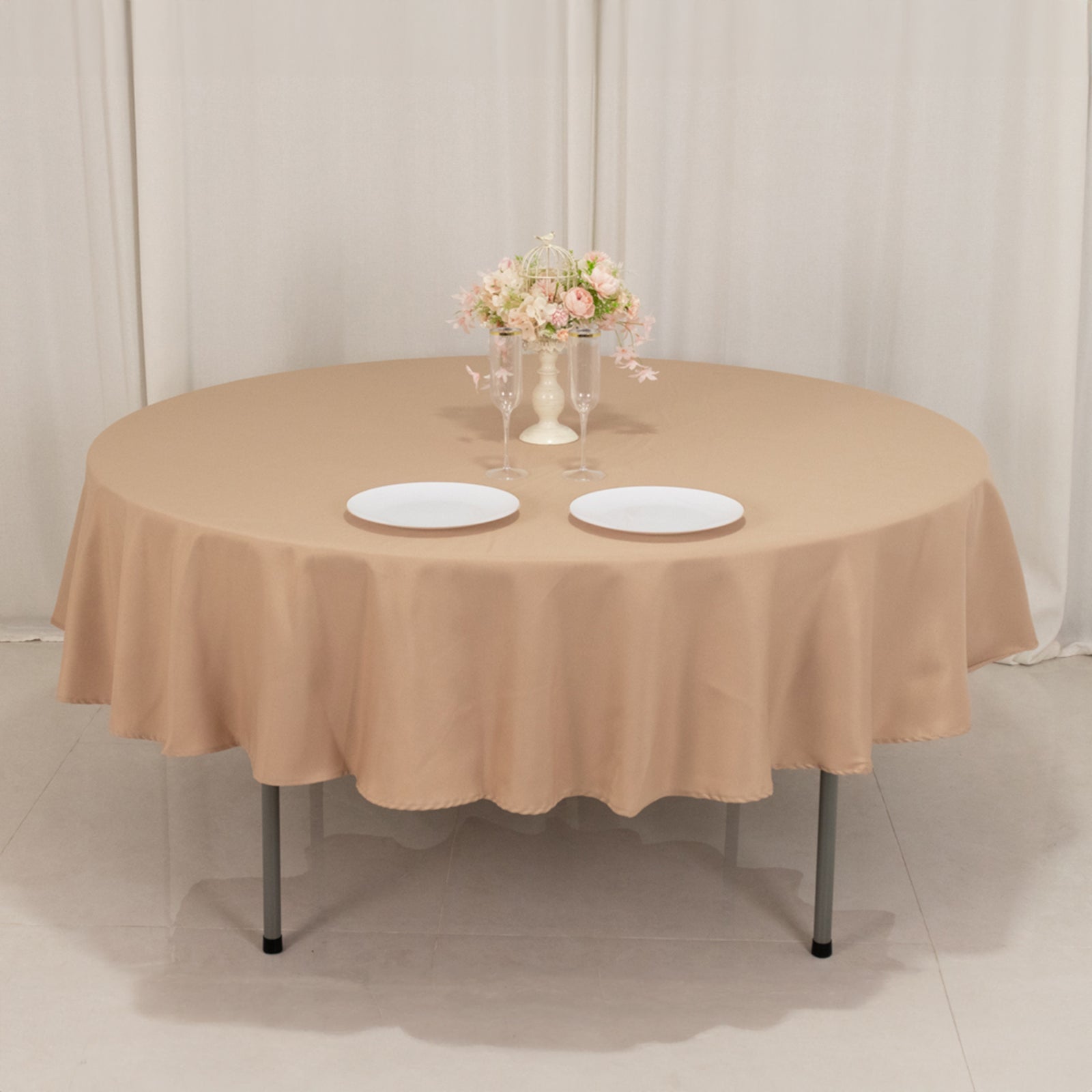 Premium Polyester 90" Round Tablecloth Nude - Stain and Wrinkle-Resistant Design with 220GSM Thickness Table Cover