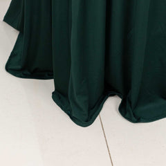 Spandex 32" Round Cocktail Table Cover Skirt Hunter Emerald Green With Natural Wavy Drapes