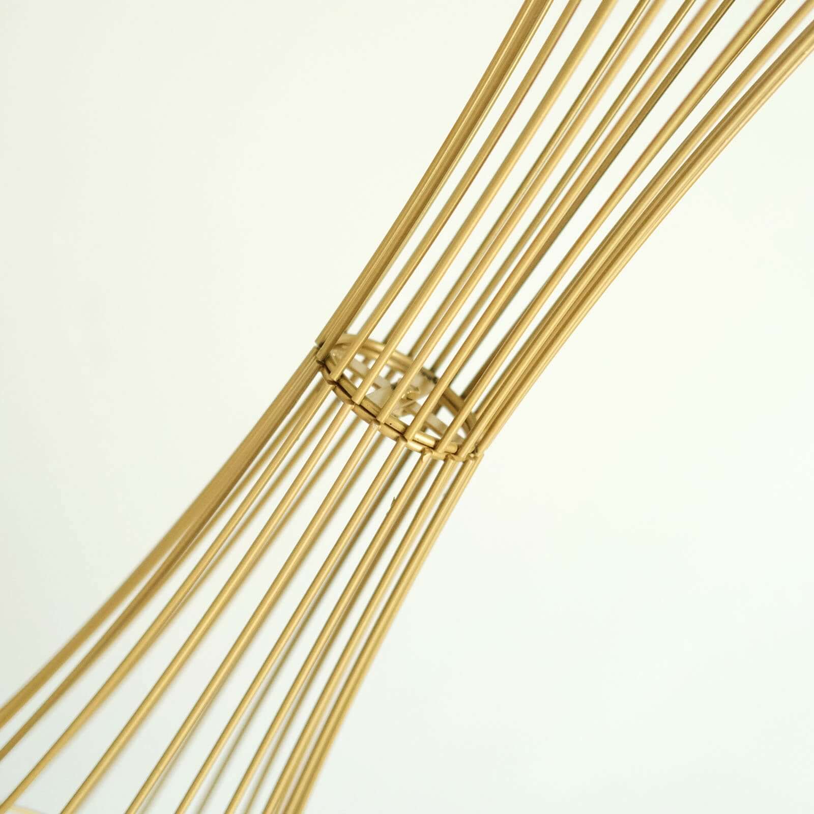 48" Tall Gold Metal Wire Hourglass Flower Frame Stand, Open Frame Reversible Trumpet Centerpiece Stand