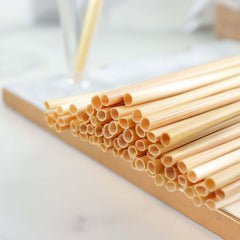 100-Pack Compostable Straws Plant Based 100% Plastic Free - Biodegradable Wheat Straws for Drinks 6"