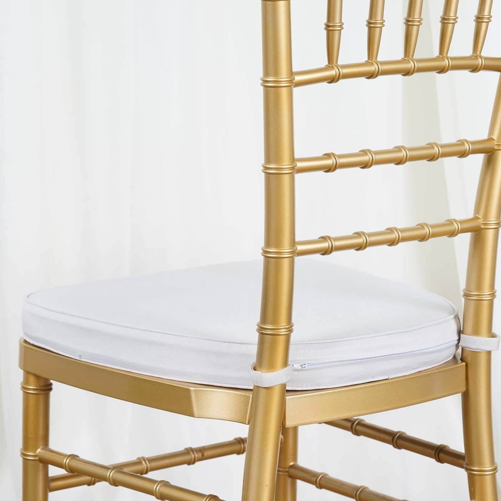 Chiavari Chair Cushion with 1.5" Thick Memory Foam and Ties Silver - Stylish Removable Cover for Comfort