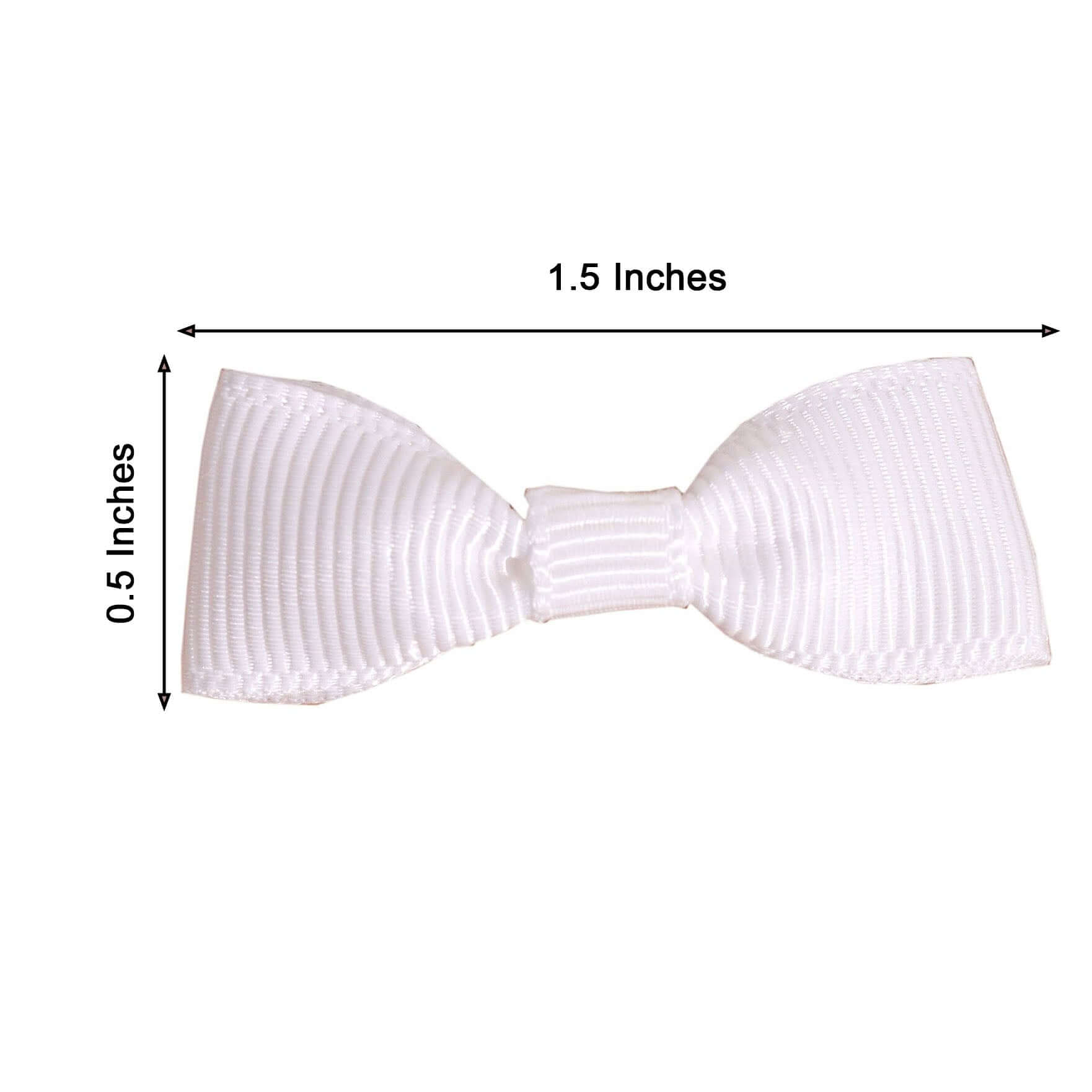 50 Pcs 1.5" White Grosgrain Pre Tied Ribbon Bows, Gift Basket Party Favor Bags Decor - Polyester