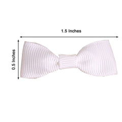 50 Pcs 1.5" White Grosgrain Pre Tied Ribbon Bows, Gift Basket Party Favor Bags Decor - Polyester