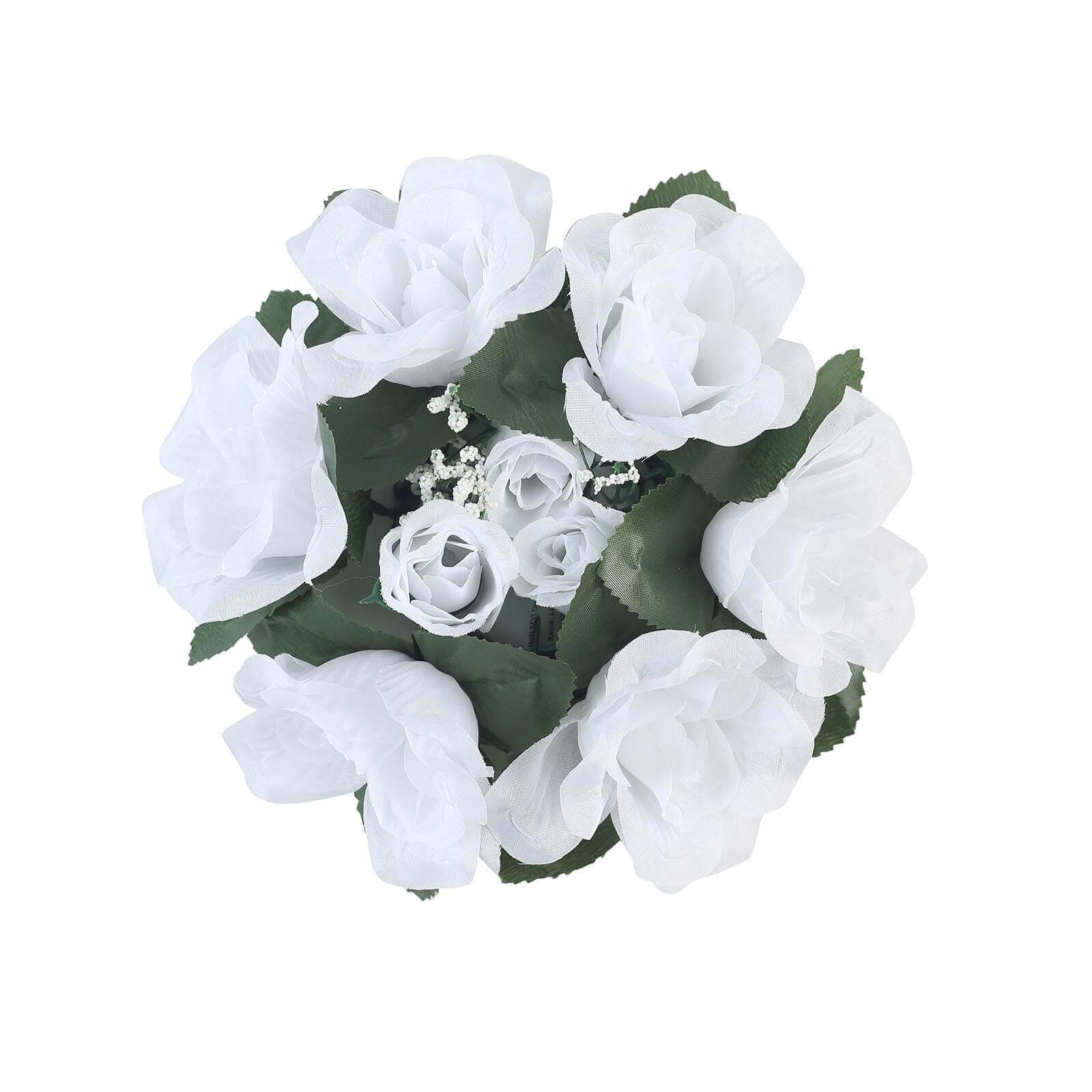 4 Pack 3" White Artificial Silk Rose Flower Candle Ring Wreaths