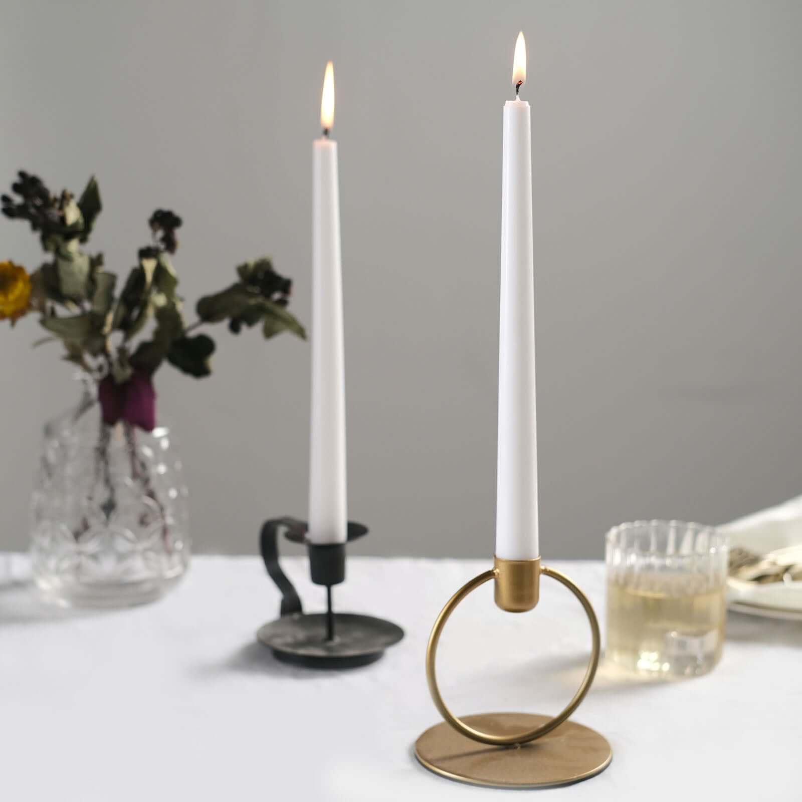 12-Pack Taper Candles Premium Wax Design White - Unscented Candles for Upscale Settings 10"