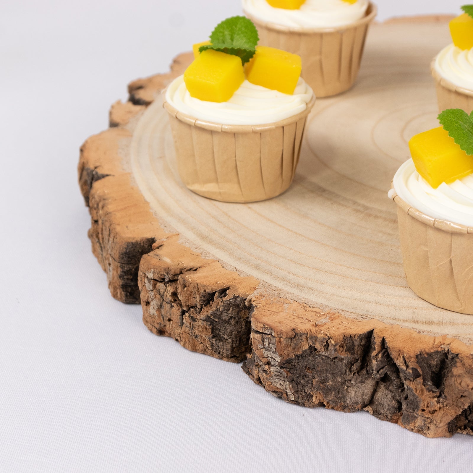 4-Tier Wooden Cupcake Tower Stand Rustic Natural Wood Slice Design - Farmhouse Style Dessert Display 29"
