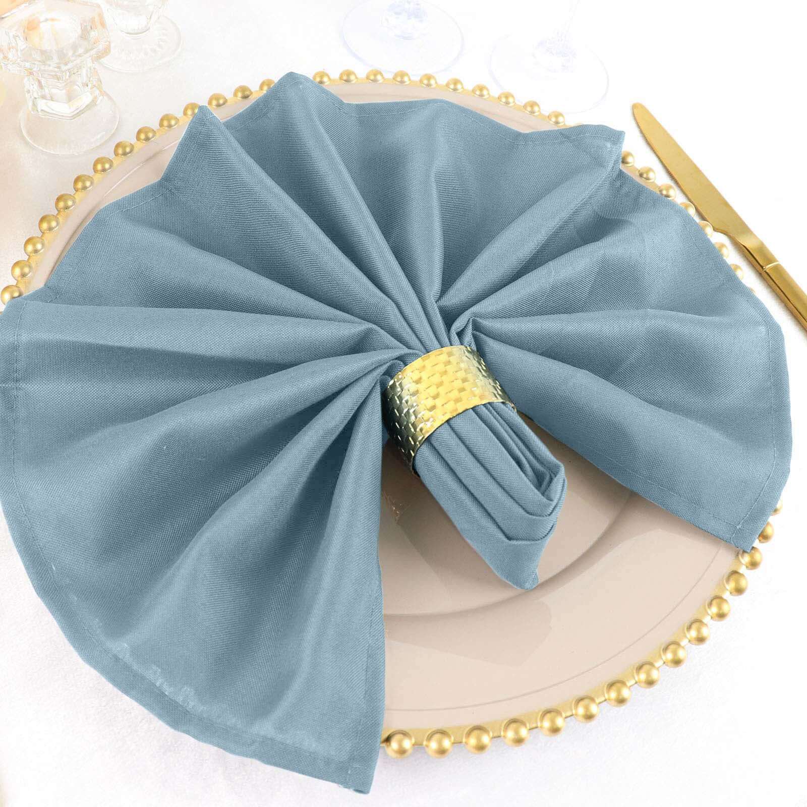 5 Pack Polyester 20"x20" Napkins Dusty Blue - Wrinkle Resistant & Easy Care Cloth Napkins