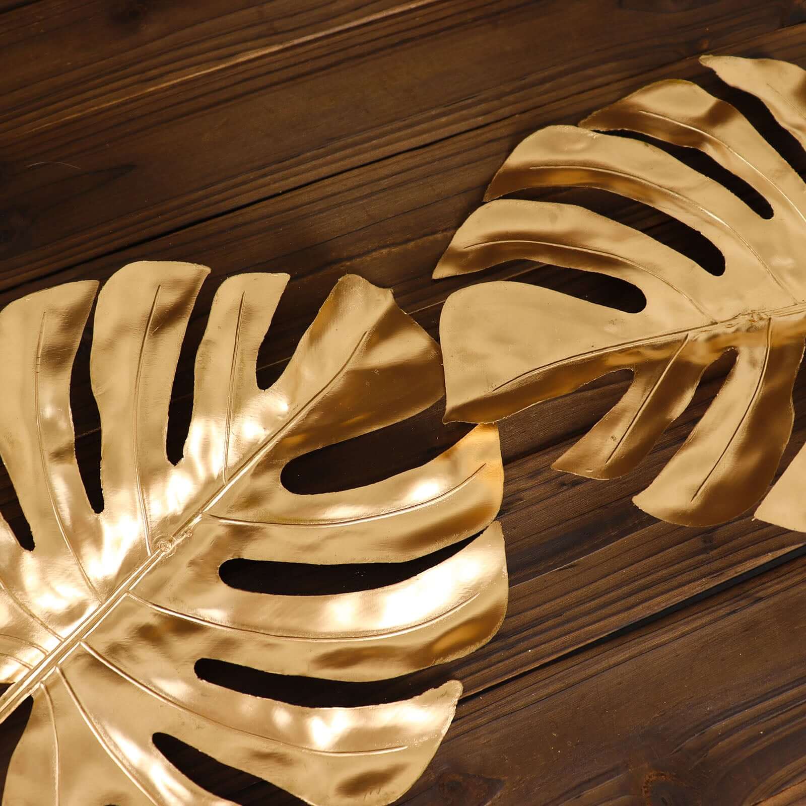 3 Pack 29" Metallic Gold Artificial Monstera Leaf Stems, Faux Palm Leaves, Tropical Floral Arrangements, Faux Plant Vase Filler
