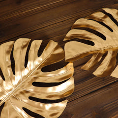 3 Pack 29" Metallic Gold Artificial Monstera Leaf Stems, Faux Palm Leaves, Tropical Floral Arrangements, Faux Plant Vase Filler