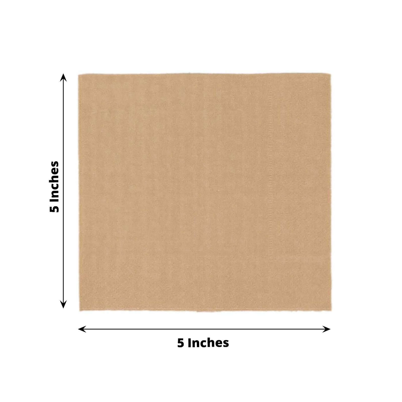50-Pack Paper Beverage Napkins Natural - 2 Ply Disposable Soft 18GSM Cocktail Napkins 5"x5"