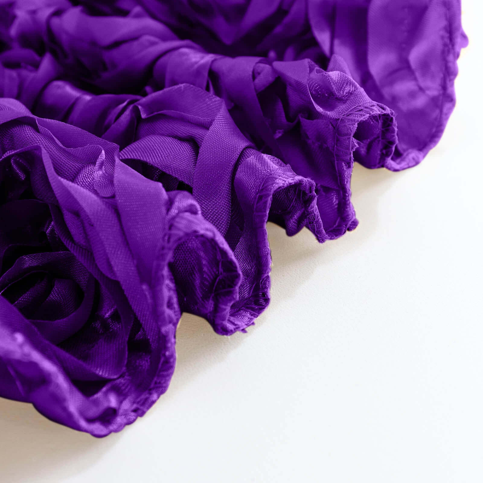 Satin 90"x132" Rectangle Tablecloth Purple - Grandiose 3D Rosette Seamless Table Cover
