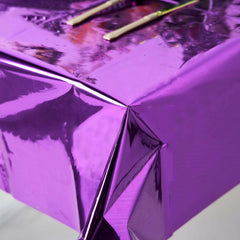 Metallic Foil Tablecloth Square Purple - Stylish Disposable Party Cover 50"x50"