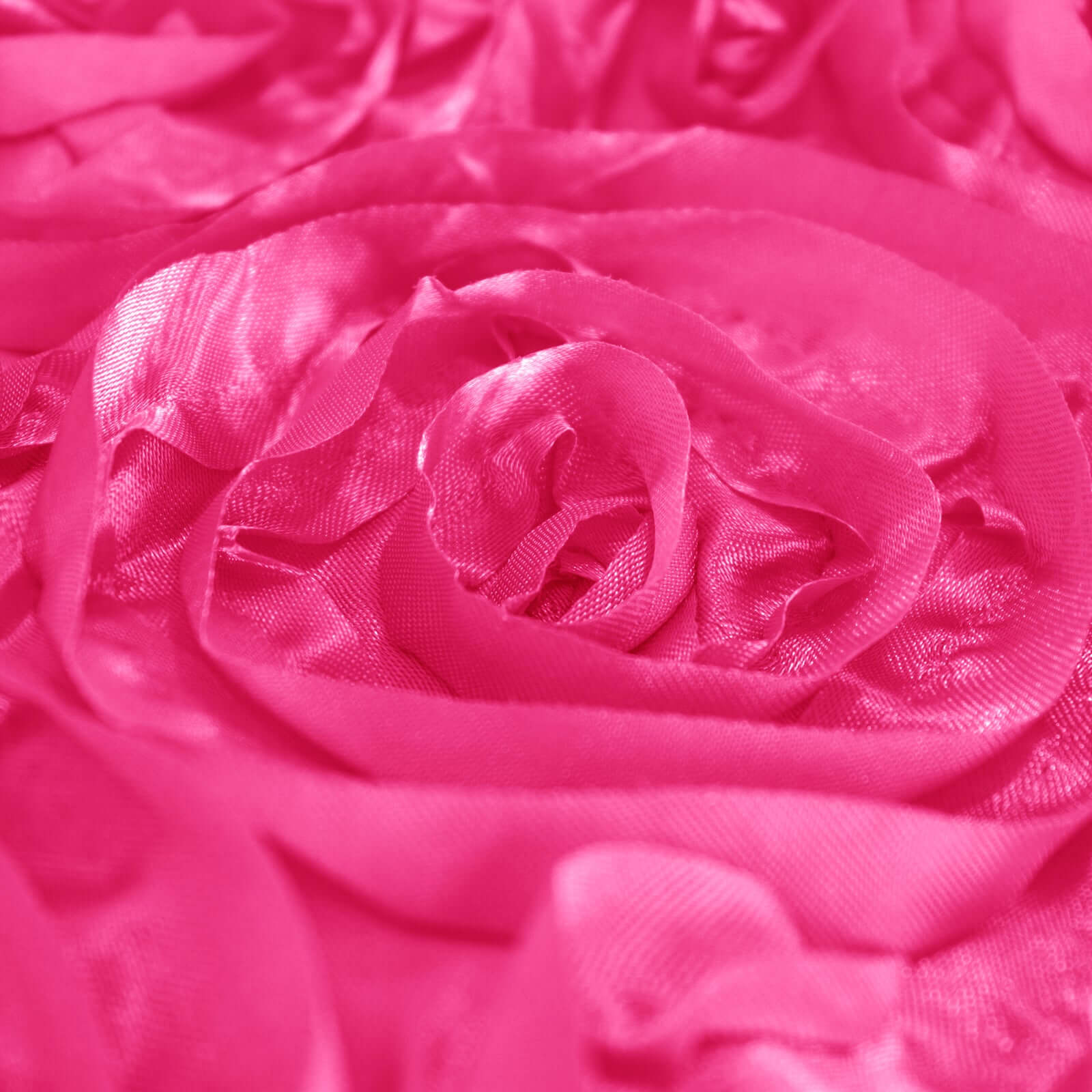 Satin 90"x132" Rectangle Tablecloth Fuchsia - Grandiose 3D Rosette Seamless Table Cover