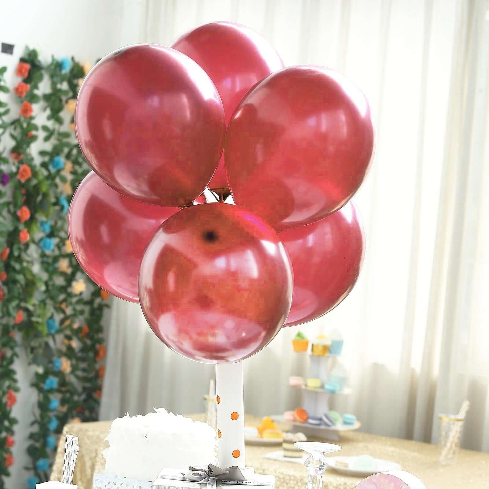 25 Pack 12" Shiny Pearl Burgundy Latex Helium or Air Balloons