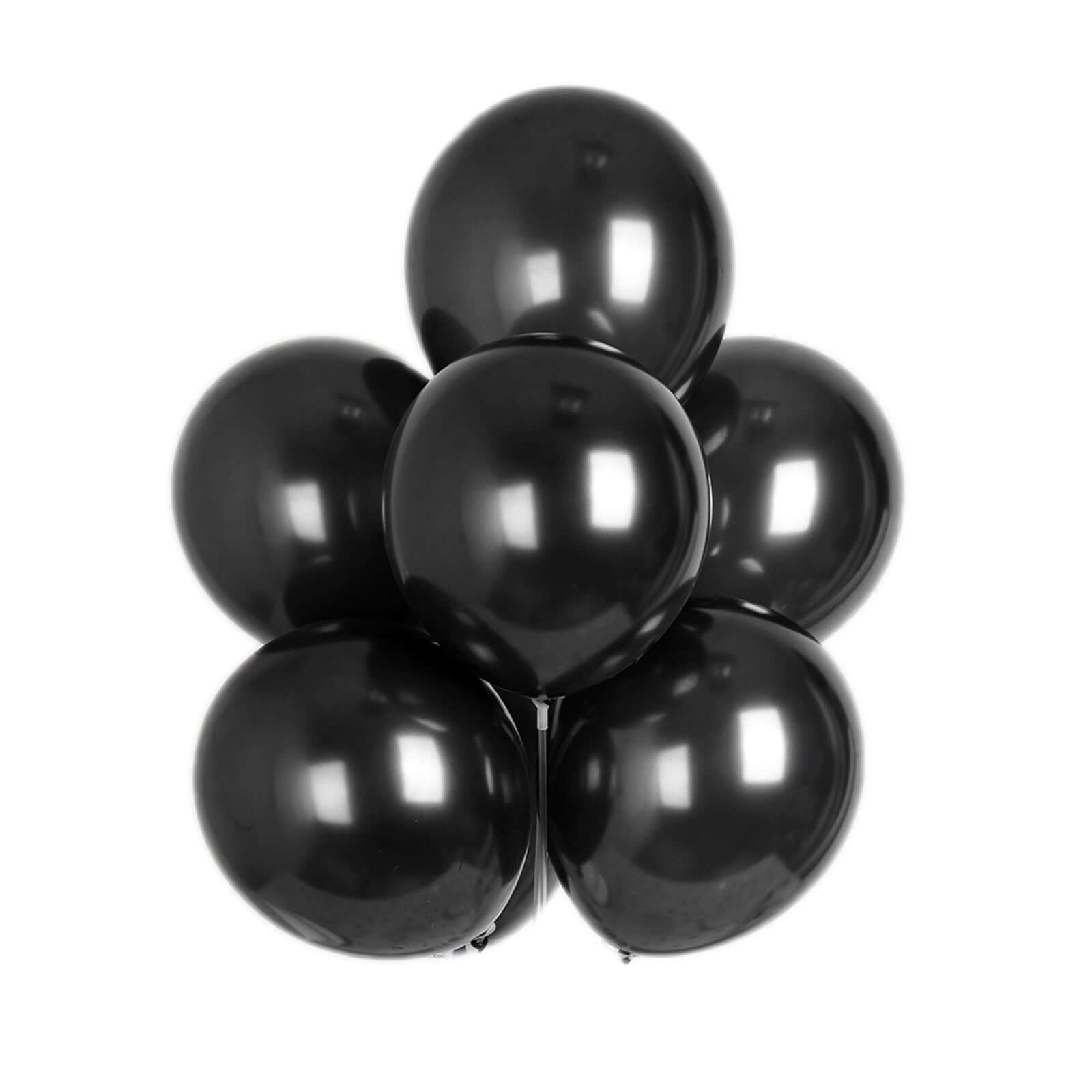 25 Pack 12" Shiny Pearl Black Latex Helium, Air or Water Balloons